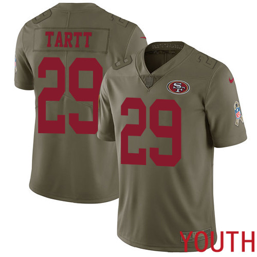 San Francisco 49ers Limited Olive Youth Jaquiski Tartt NFL Jersey #29 2017 Salute to Service->san francisco 49ers->NFL Jersey